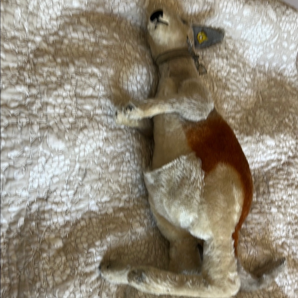 Steiff vintage - Cream and Brown kangaroo and Baby 6” Kangaroo for pouch.